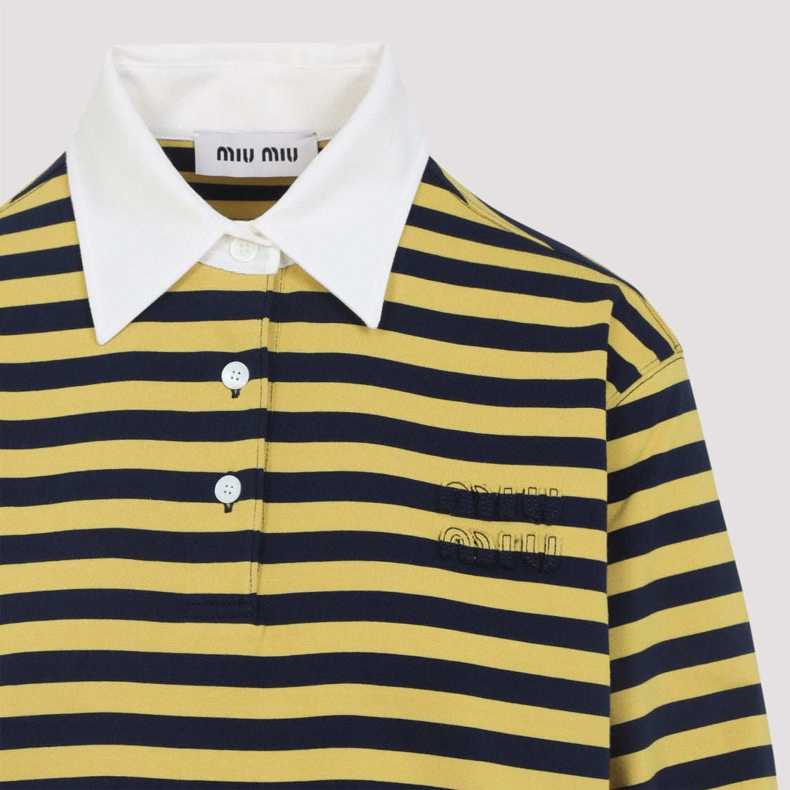 Miu Miu Cropped Polo T-Shirt With Horizontal Stripes