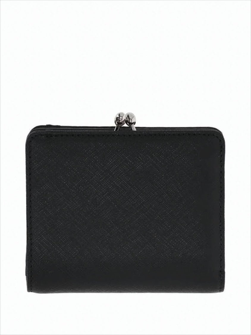 Vivienne Westwood Textured Leather Compact Wallet With Metallic Clasp
