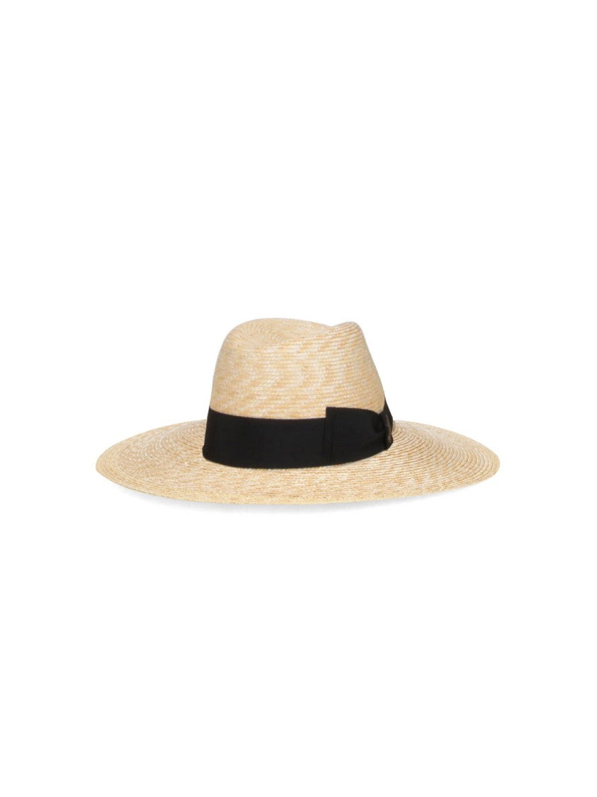 Borsalino Beige Sophie Wide-Brimmed Woven Straw Hat
