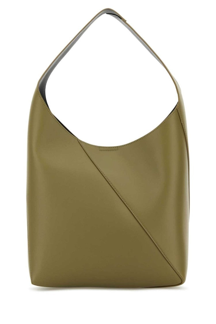 Jil Sander Calf Leather Green Shoulder Bag With Minimalist Design