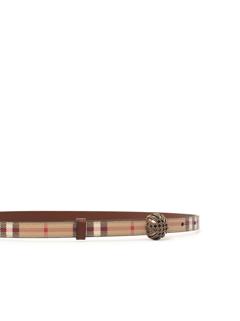 Burberry 'Granulation' Belt In Beige And Brown Leather Blend