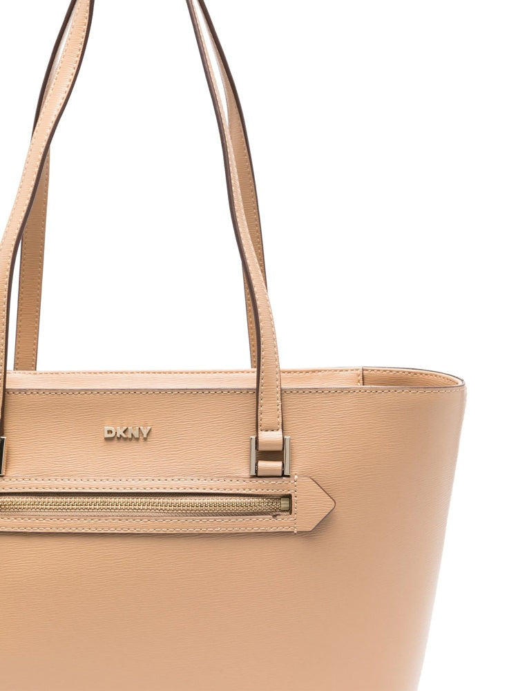 Dkny Structured Cow Leather Tote With Minimalist Design