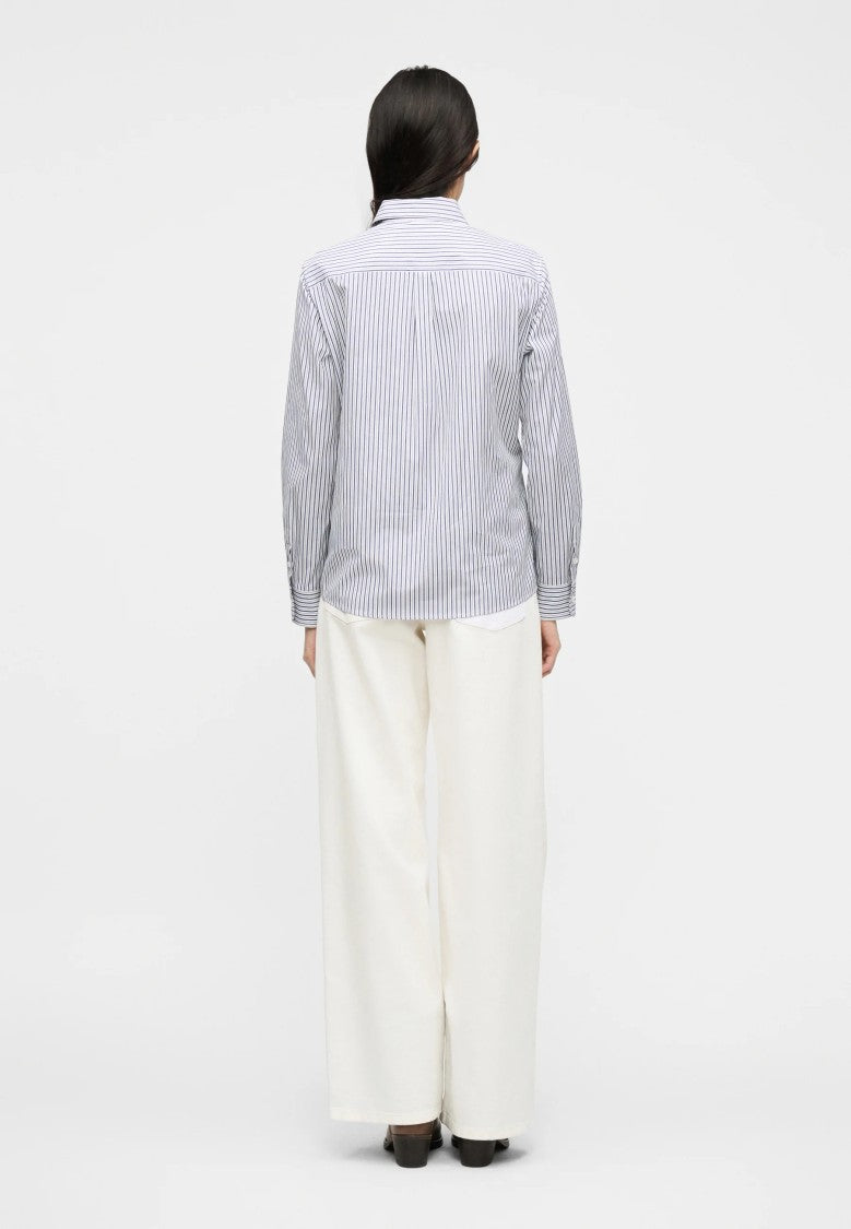 Max Mara Blue Striped Cotton Blend Shirt