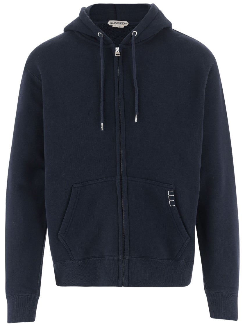 J. W. Anderson Navy Blue Cotton Zip-Up Hoodie