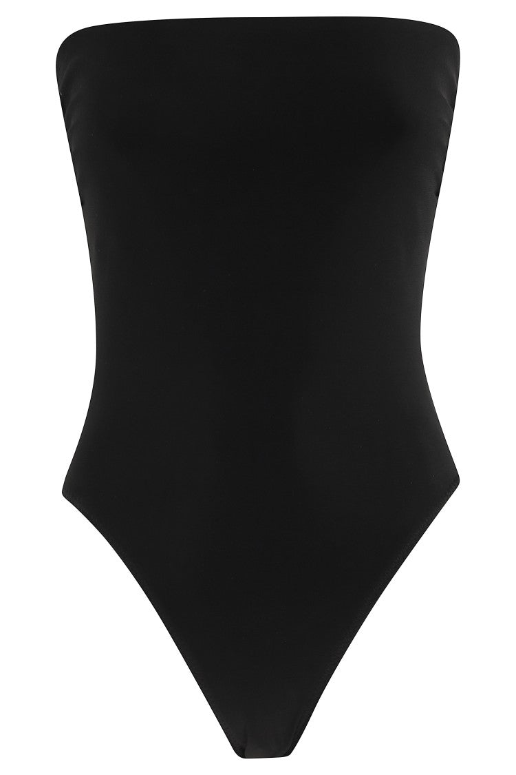 Norma Kamali Minimalist Strapless Bodysuit With High-Cut Leg