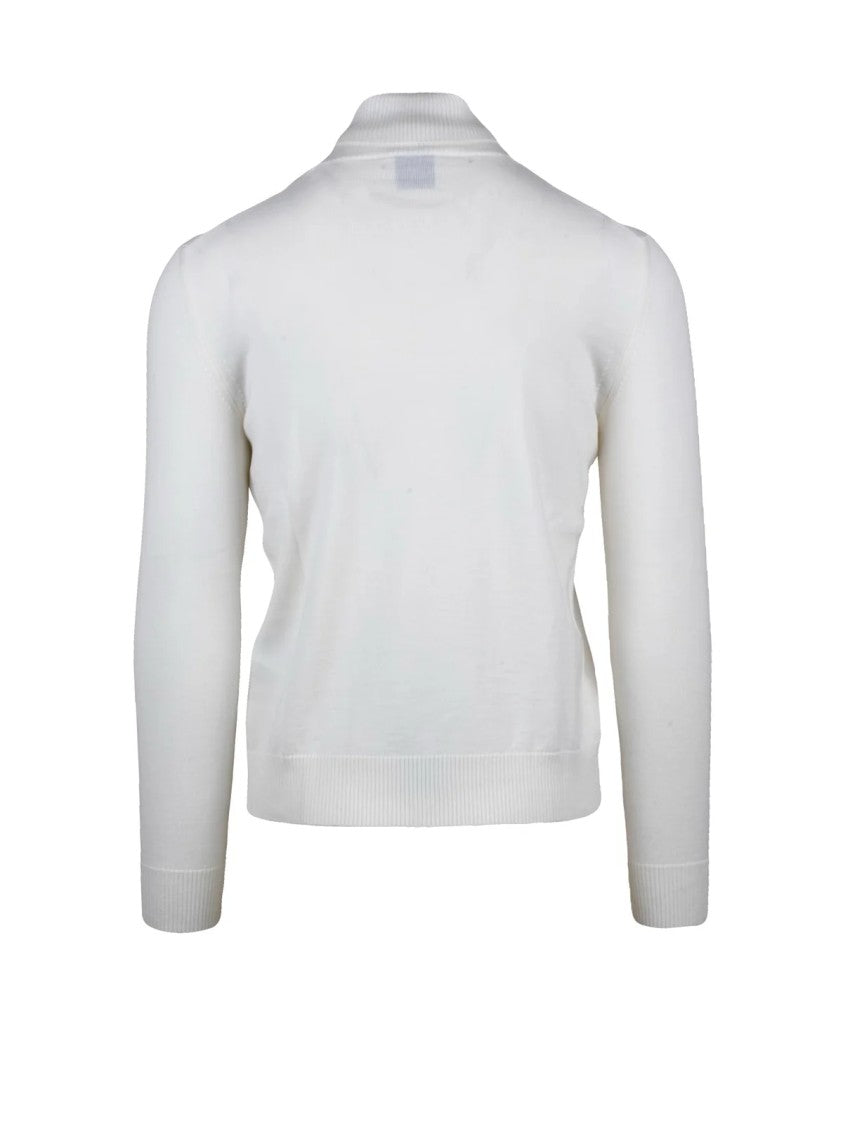 Ballantyne Refined White Wool Turtleneck Sweater