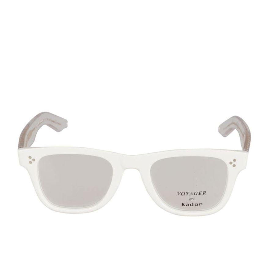 Kador Voyager 23 Translucent White Rectangular Sunglasses With Gold Accents