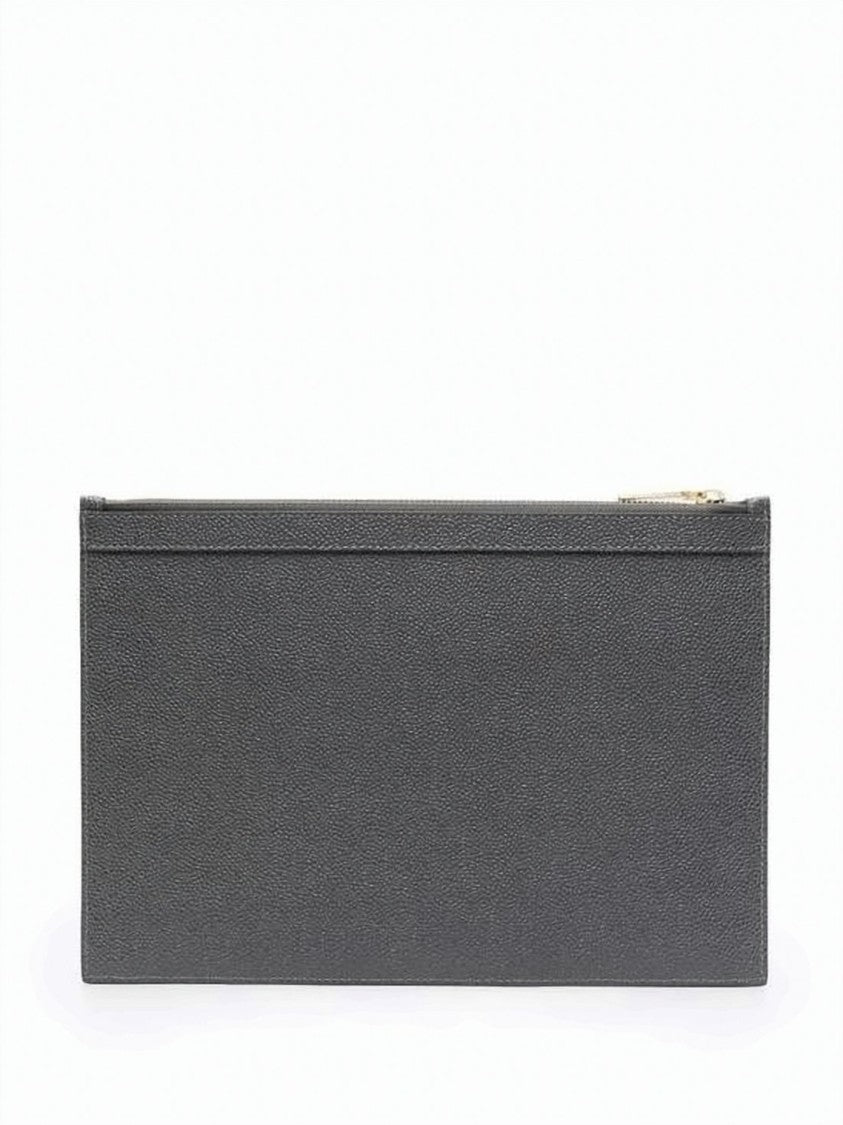 Thom Browne Textured Grey Leather Small Tablet Clutch