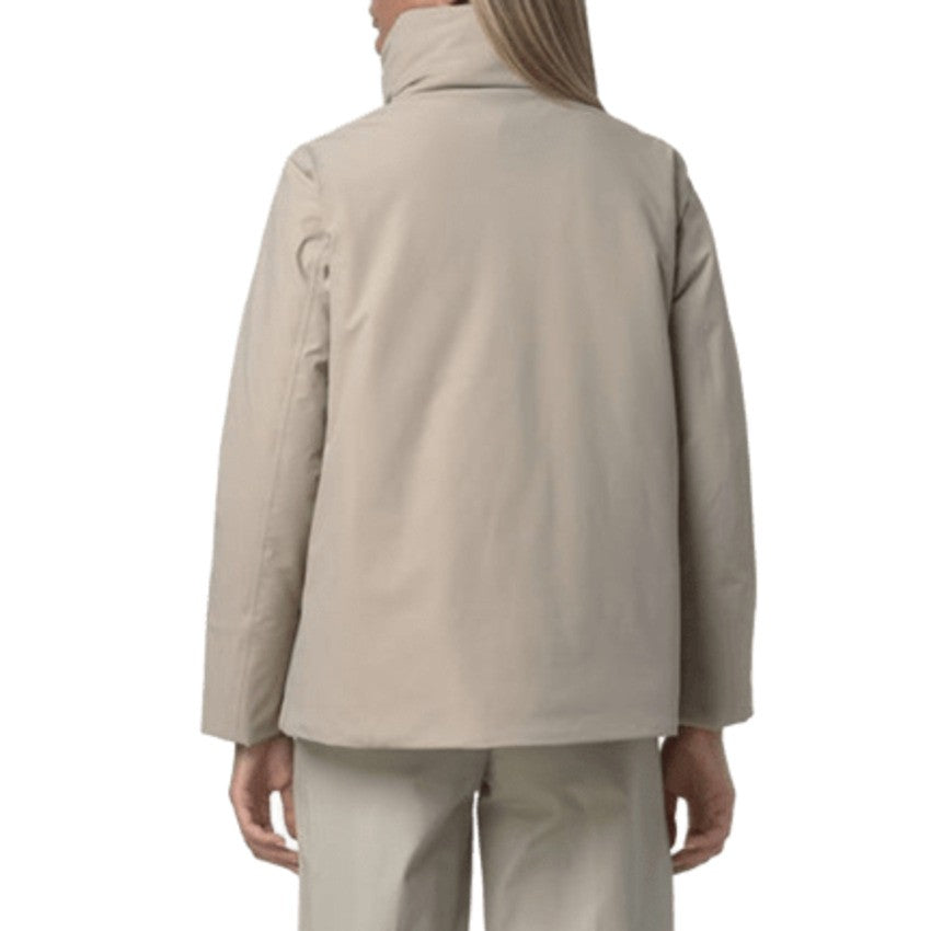 K-Way Beige Cashmere Short Jacket With Removable Hood