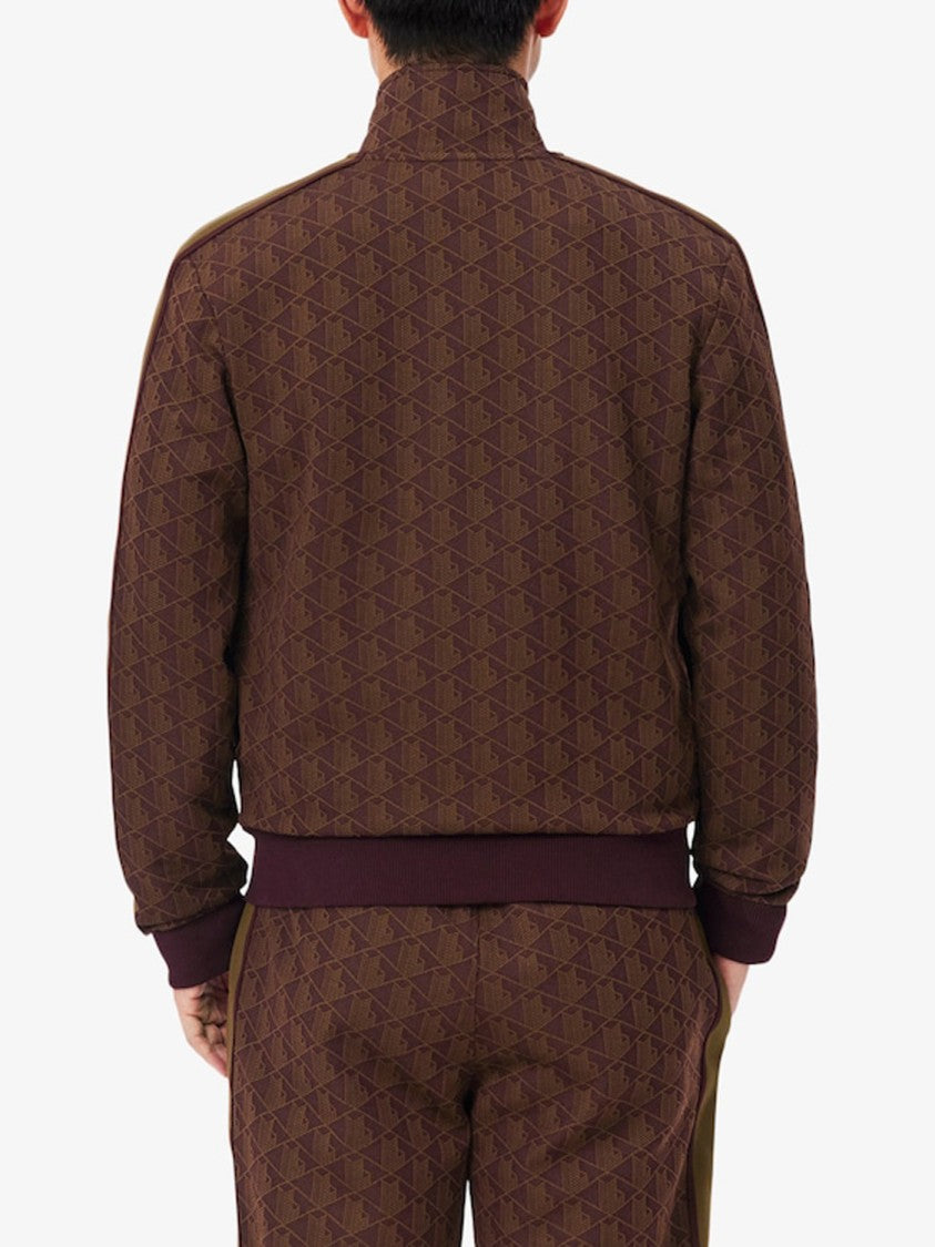 Lacoste Brown Geometric Pattern Olive Accent Jacket