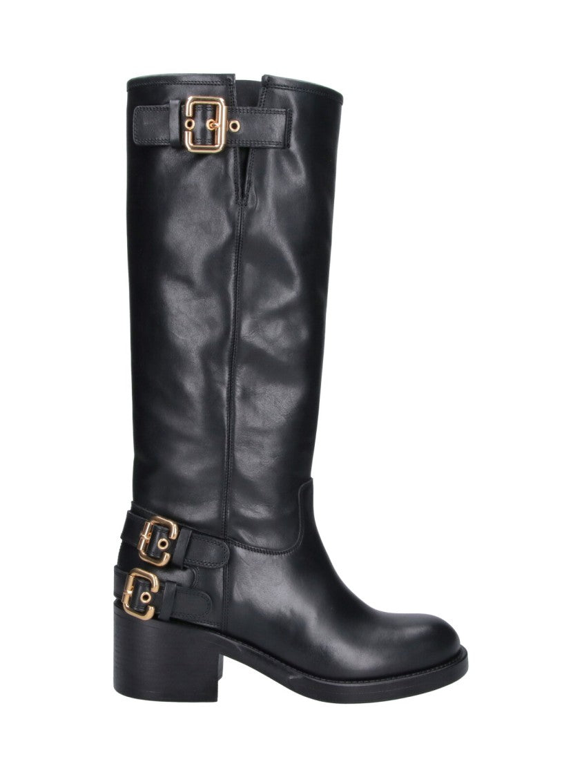 Chloé Mid-Calf Black Leather Boots