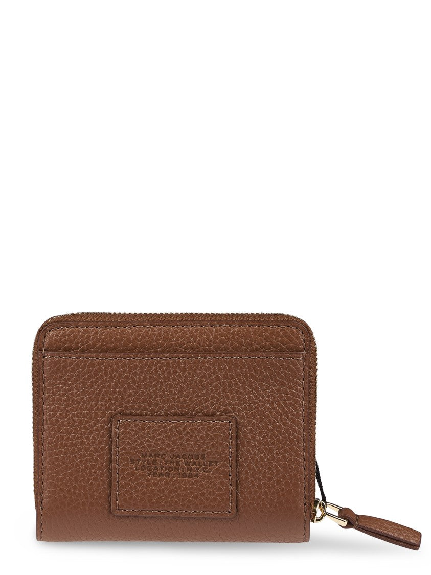 Marc Jacobs Mini Compact Wallet In Textured Leather With Zip Closure