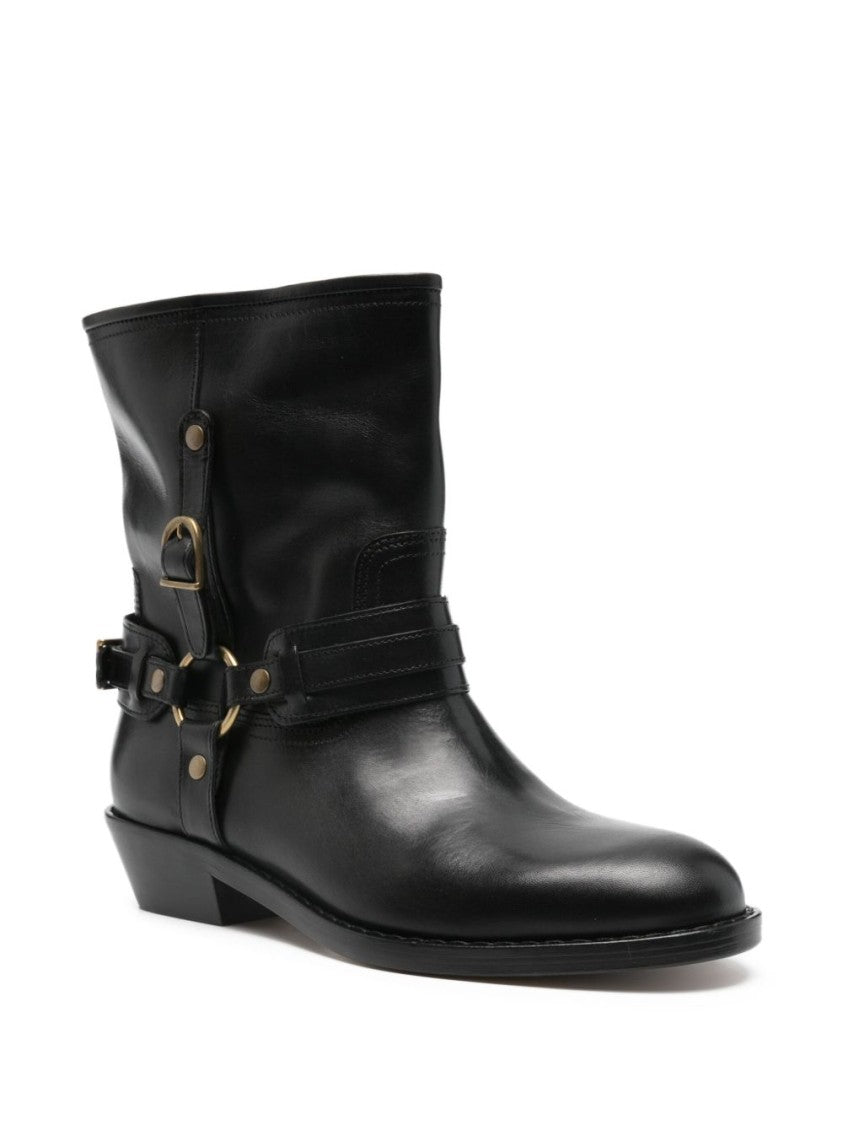 Isabel Marant Black Ankle Boots With Decorative Straps