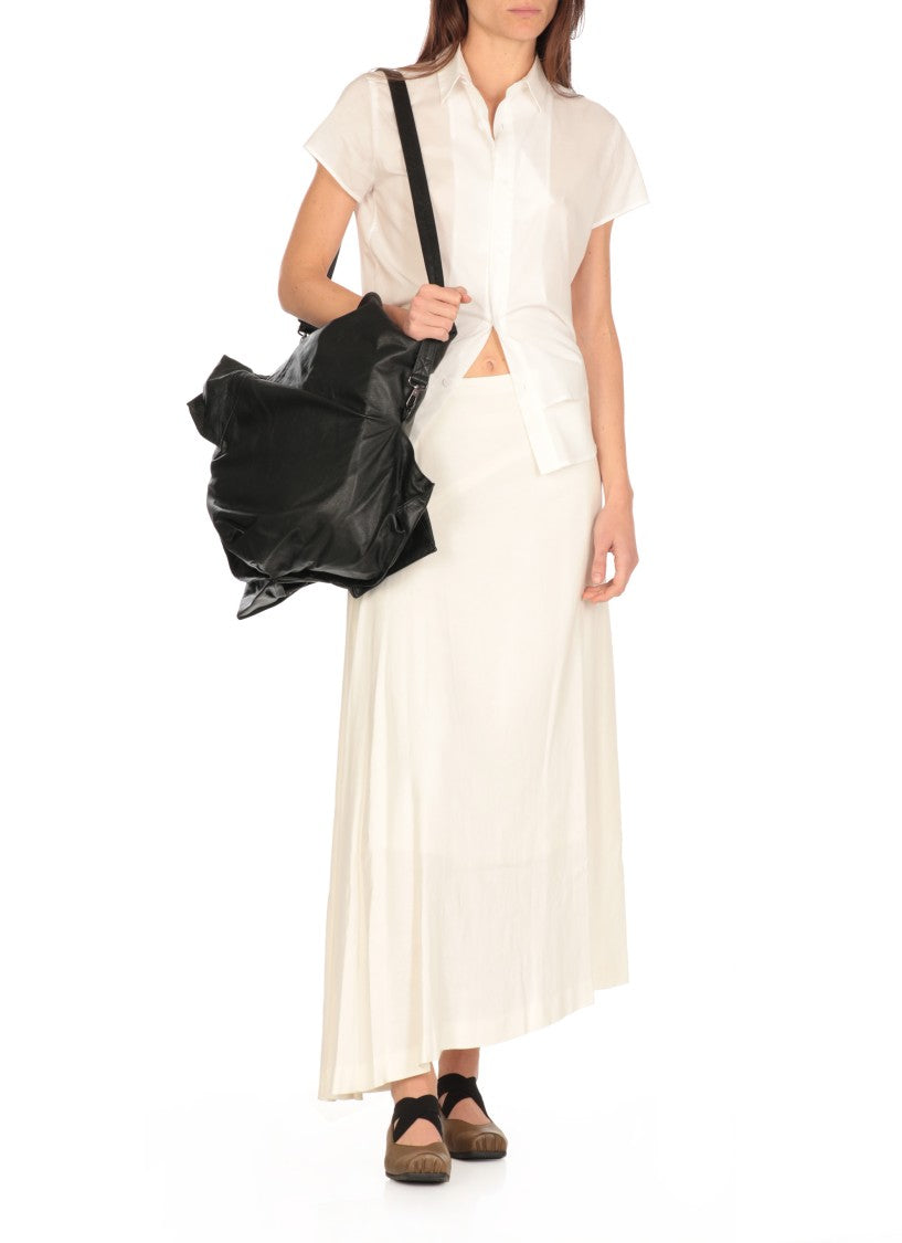Y's Flowing White Linen Blend Skirt