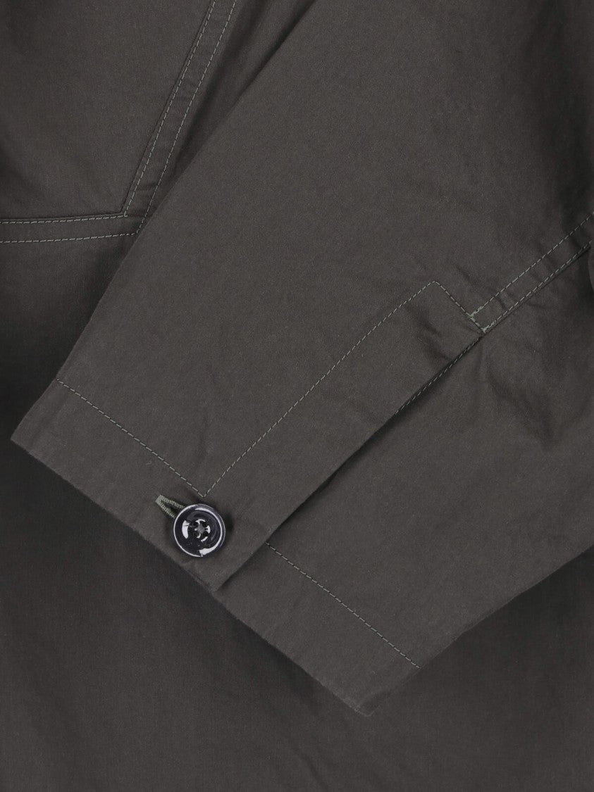 Lemaire Grey Funnel Neck Boxy Cropped Hooded Sweatshirt