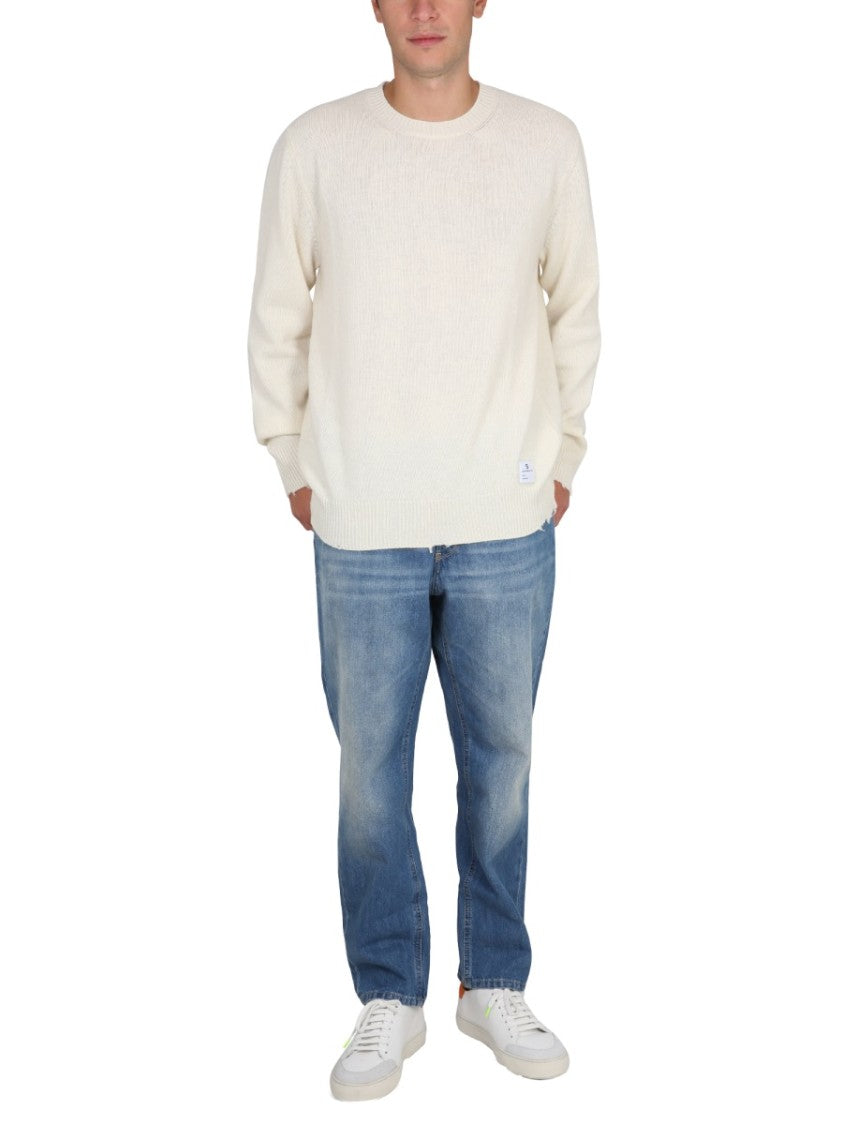 Department 5 Ribbed Collar Sweater With Cross-Neck Detail