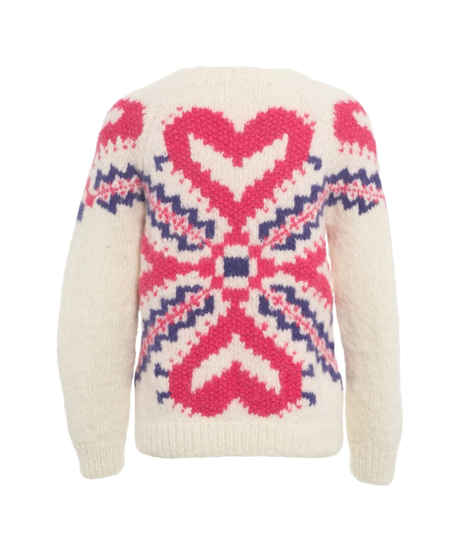Frantic Intarsia Patterned Sweater With Bold Heart Design