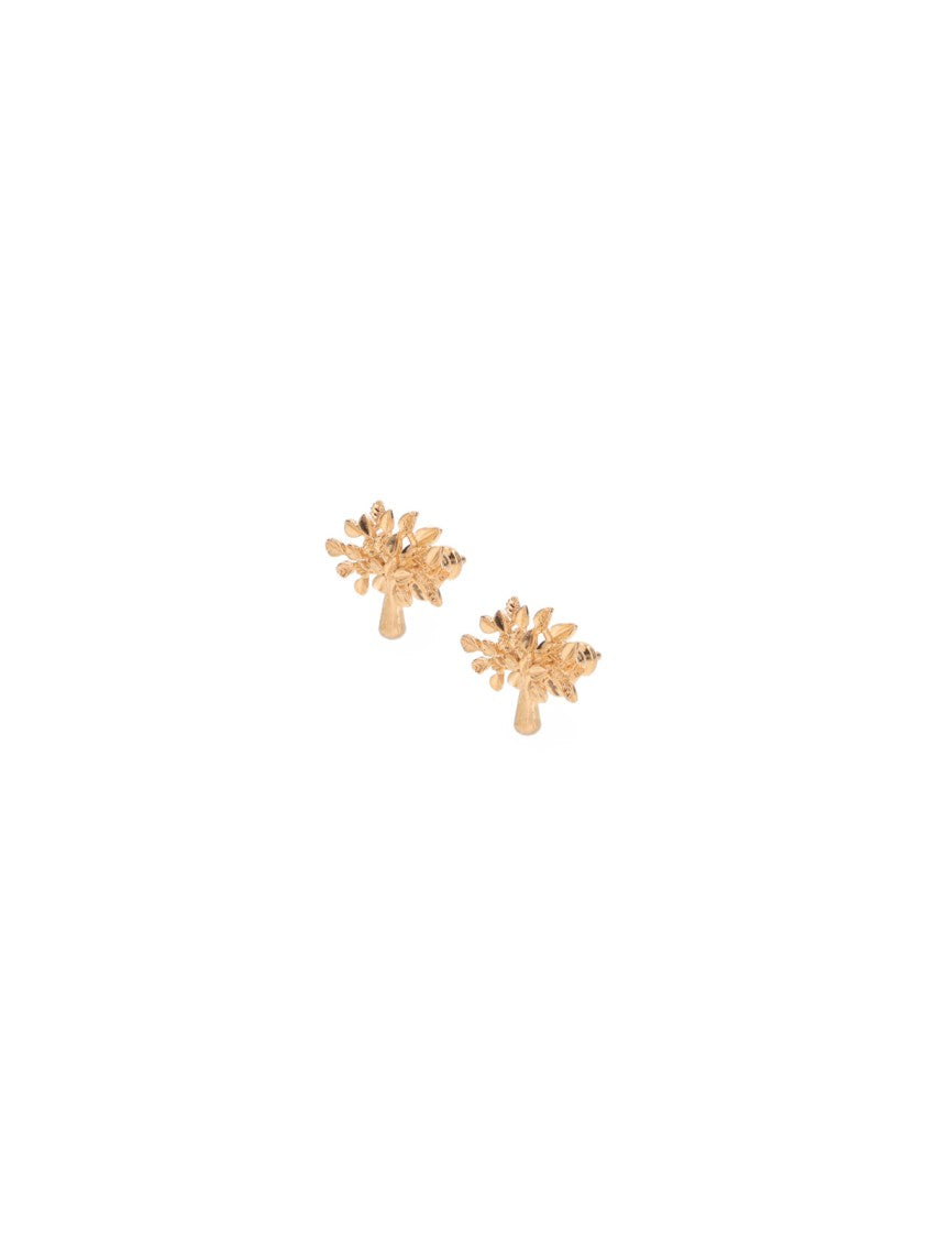 Mulberry Gold-Tone Tree-Shaped Stud Earrings With Intricate Detailing