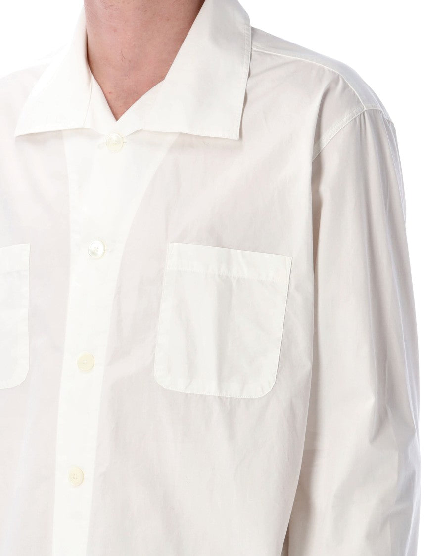 Our Legacy White Funnel Collar Shirt With Wide Placket
