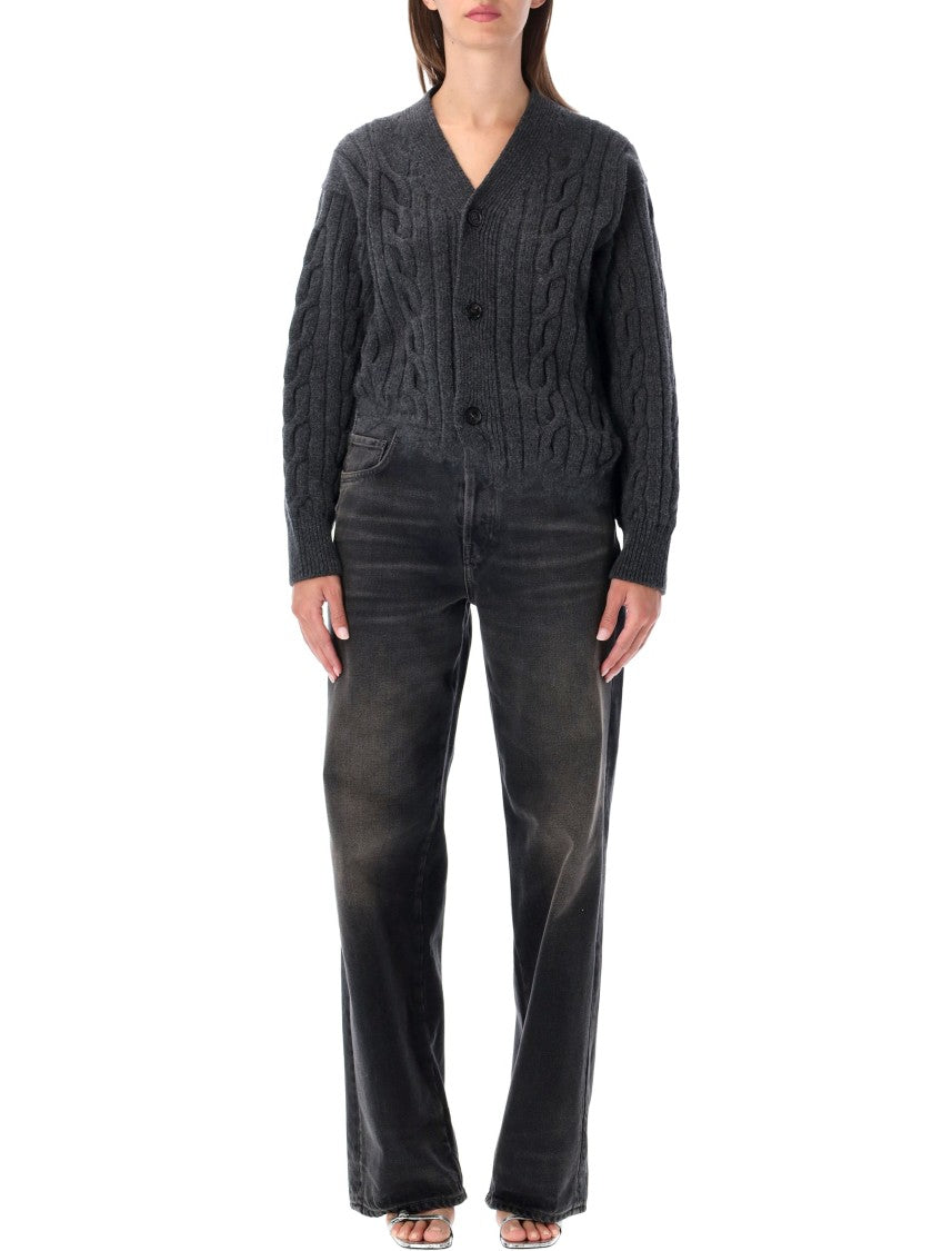 Haikure Trompe-L'œil Design Jumpsuit With Cable-Knit Top And Denim Bottoms