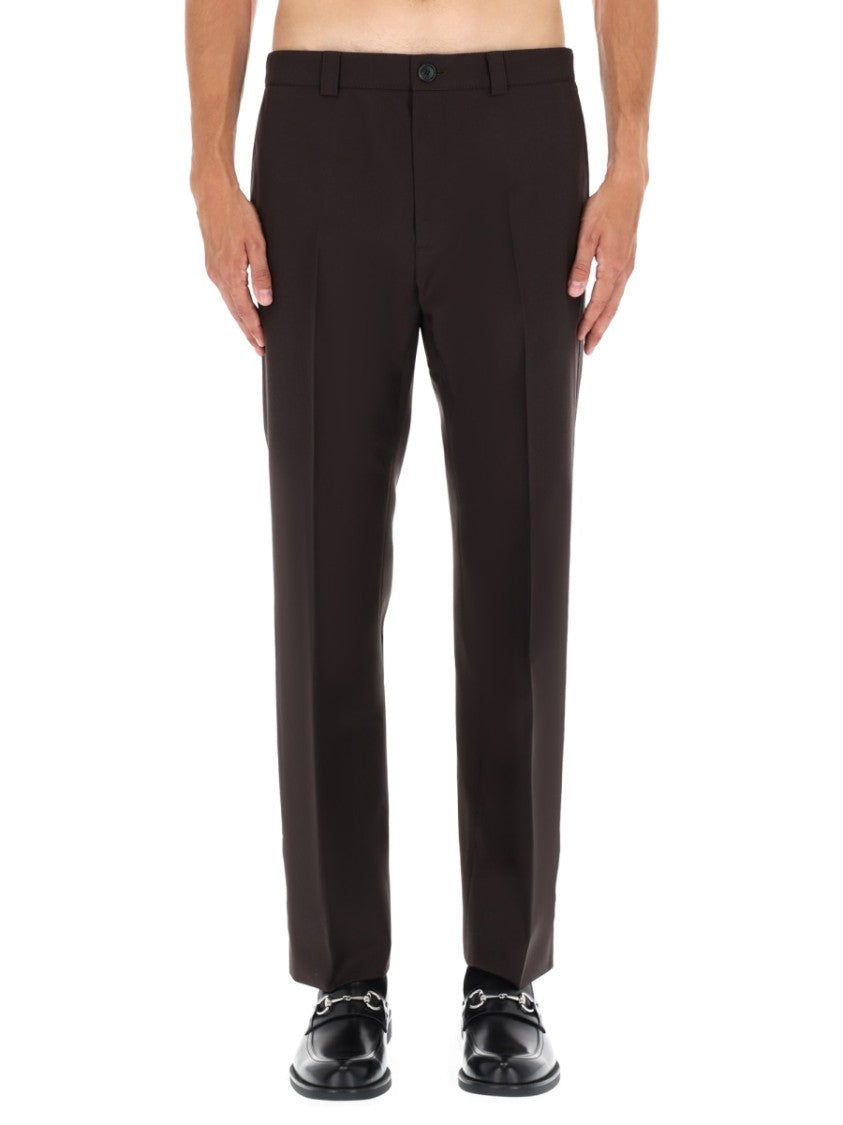 Gucci Straight-Leg Wool Gabardine Pants With Refined Button Details