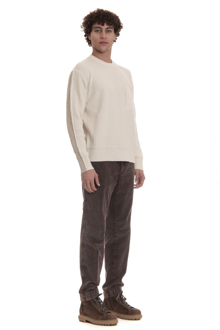 Roberto Collina Bicolor Wool-Cashmere Crewneck Sweater