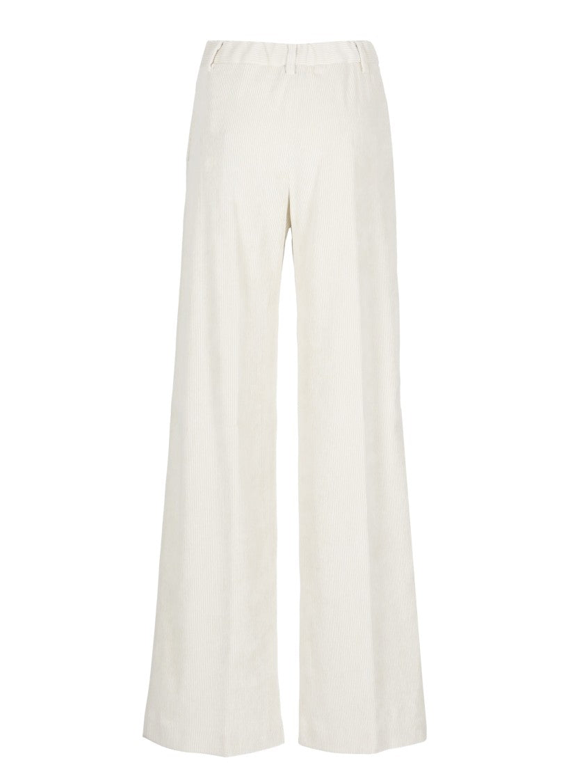 Herno Ivory Wide-Leg Corduroy Pants