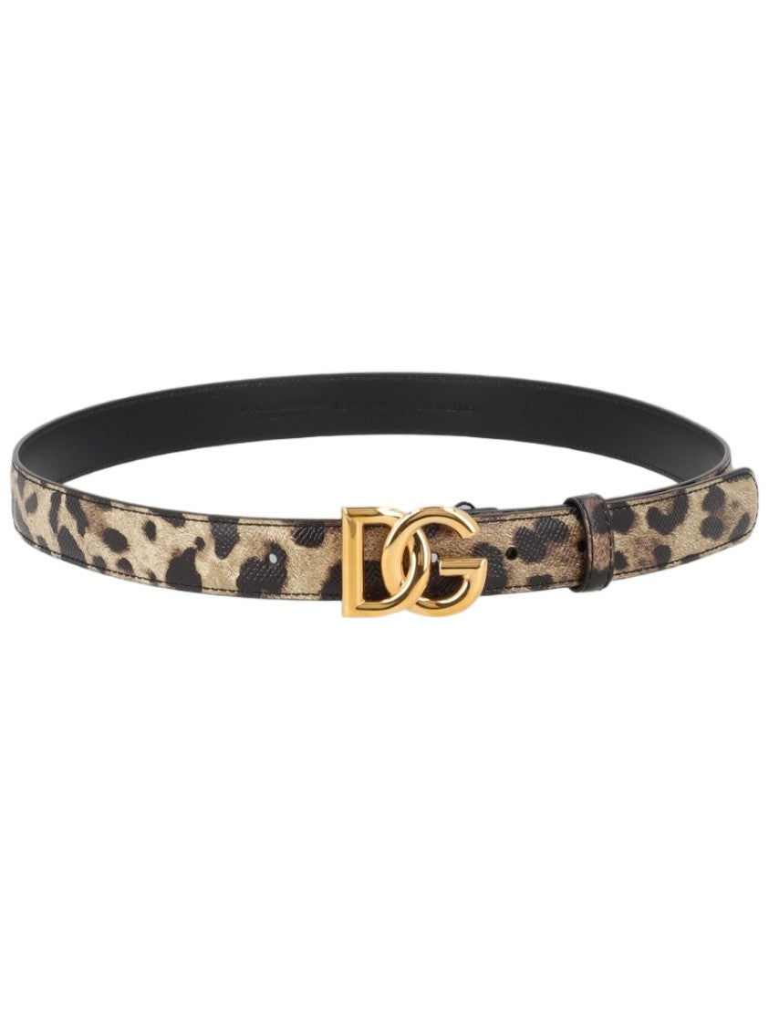Dolce & Gabbana Multicolour Leather Slim Leopard Print Belt