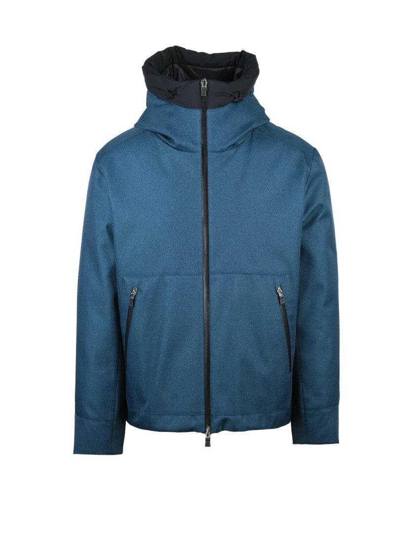 Herno Laminar Blue Technical High Collar Polyester Down Jacket