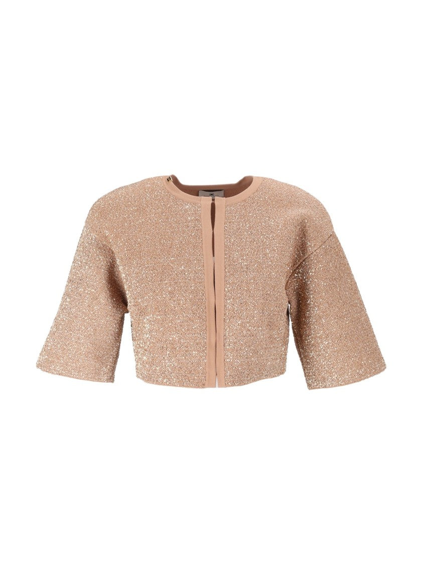 Elisabetta Franchi Cropped Sparkling Tricot Knit Top