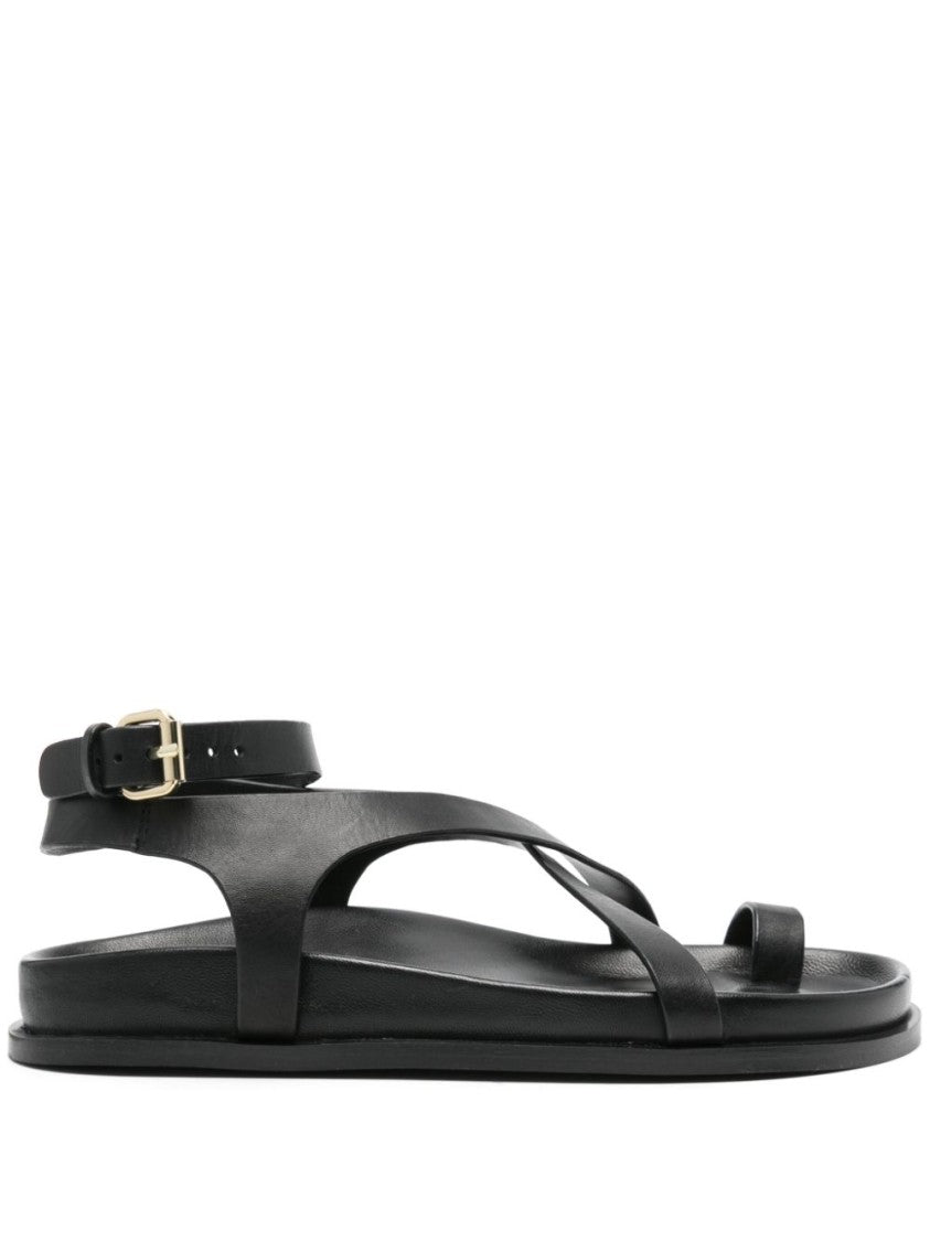 A.Emery Black Minimalist Sandals With Crisscross Straps