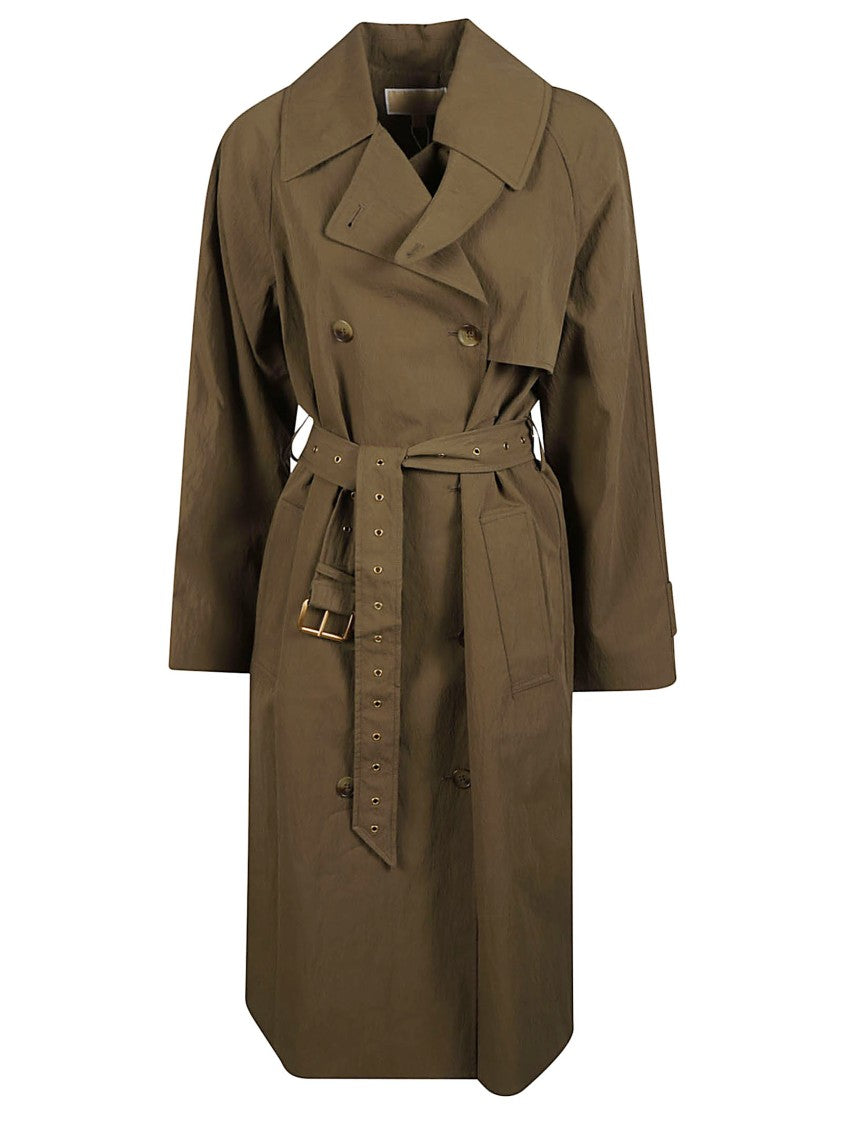 Michael Kors Ovesised Double-Breasted Belted Cotton-Blend Trench Coat