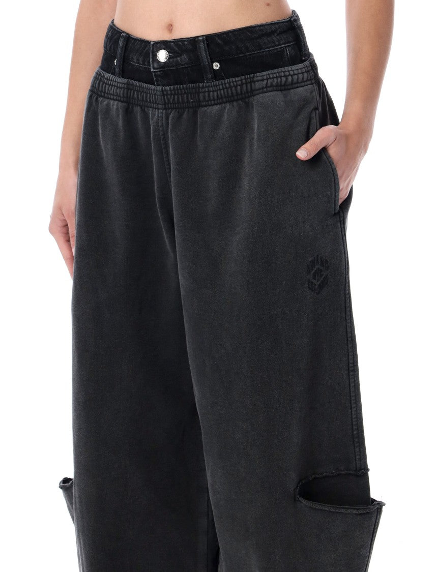 Alexander Wang Pre-Styled Slashed Sweatpant W/ Denim Wa
