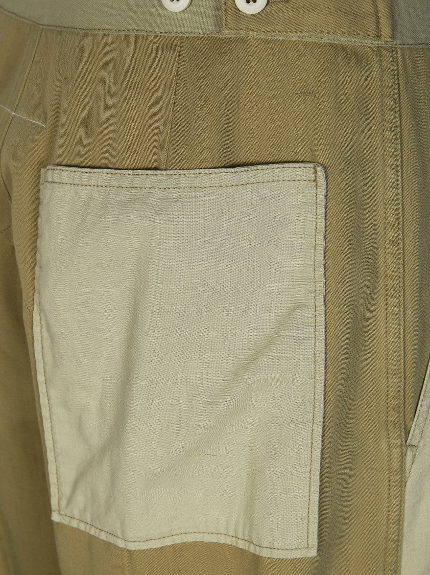 Mm6 By Maison Margiela Olive Green Contrast Beige Pocket Pants