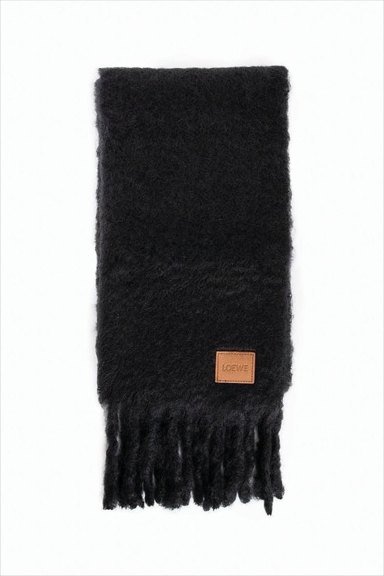 Loewe Textured Black Mohair And Wool Blend Scarf