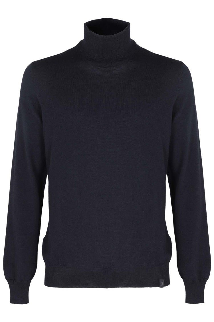 Fay Navy-Blue High Collar Sweater