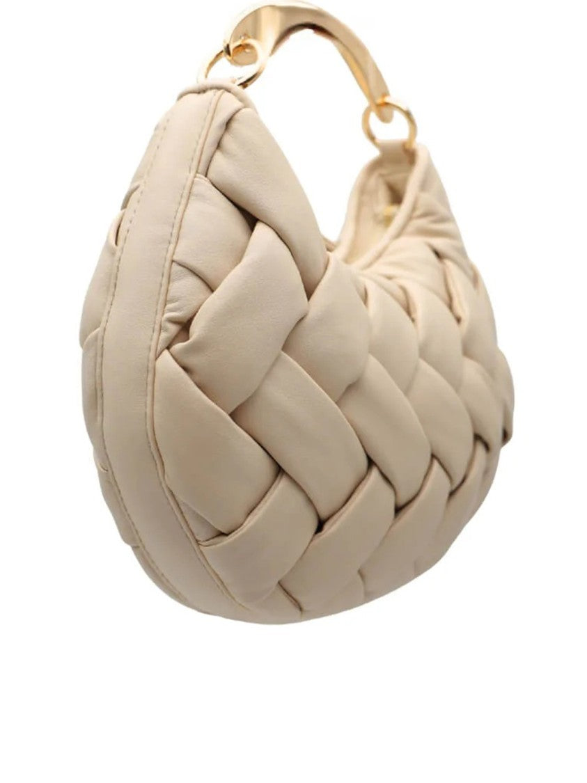 Twin-Set Neutral Padded Woven Shoulder Bag