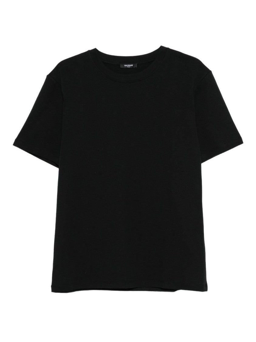 Balmain Black Minimalist Emblem Short Sleeve T-Shirt