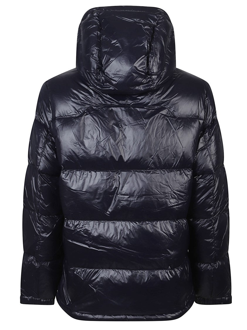 Polo Ralph Lauren Quilted Blue Insulated Bomber Jacket With High Collar And Hood