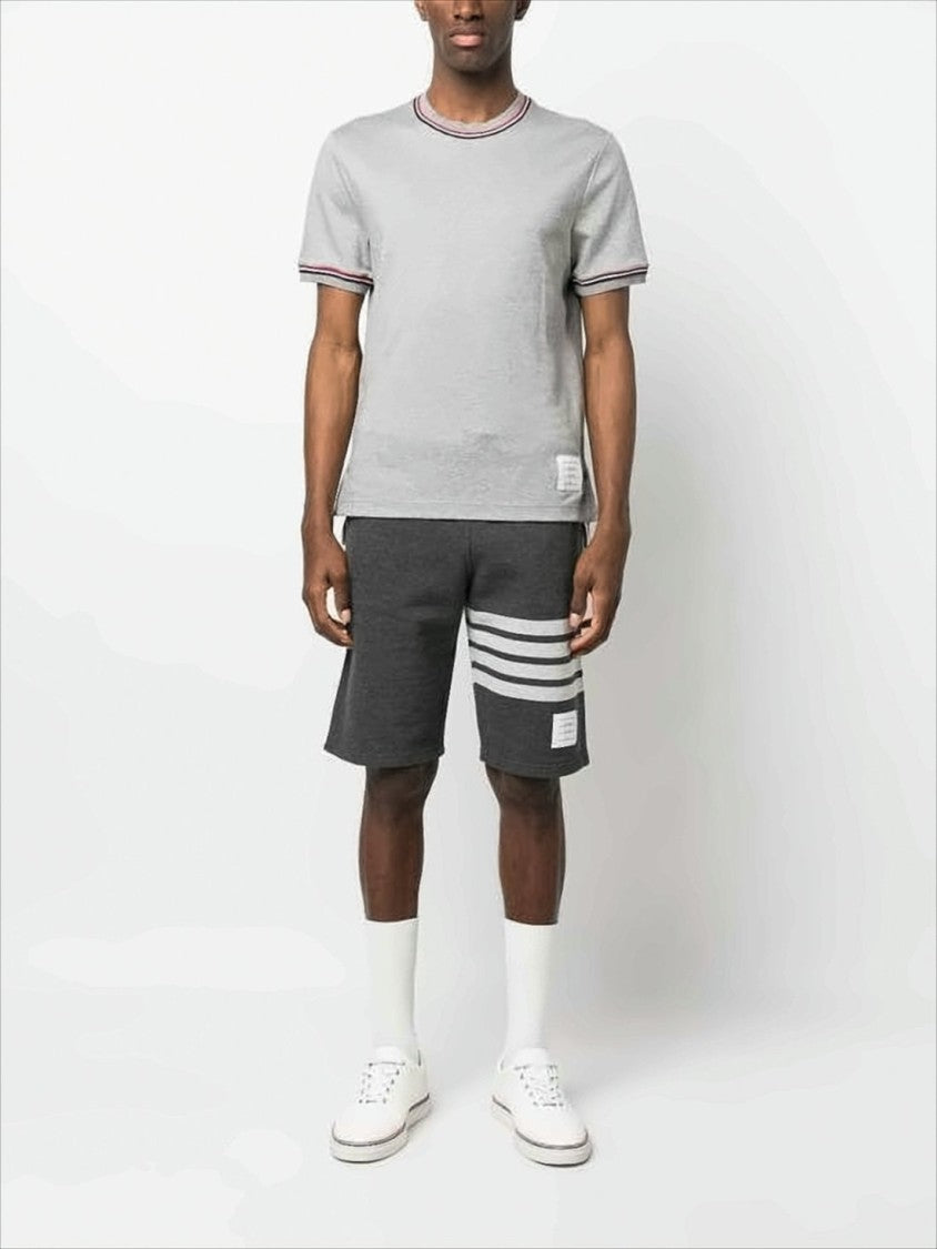 Thom Browne Light Grey Short-Sleeve T-Shirt With Ribbed Trims