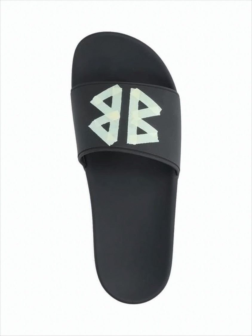 Balenciaga Geometric Logo Black Slide Sandal With Minimalist Aesthetic