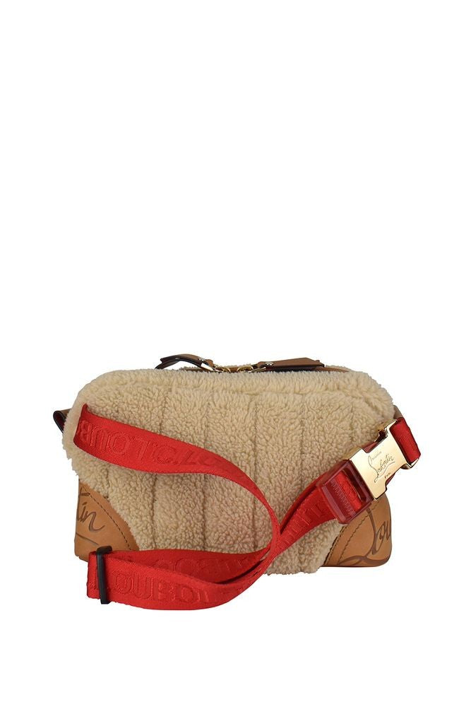 Christian Louboutin Rectangular Beige Shearling Belt Bag