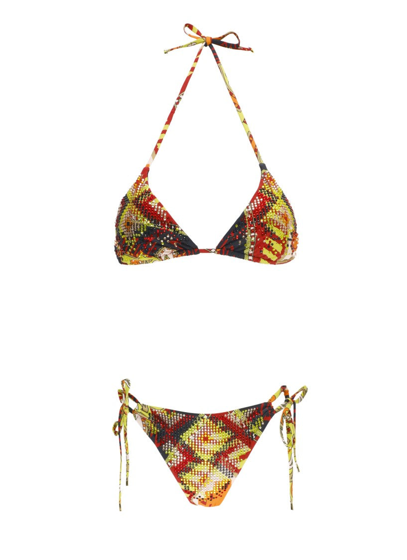 Miss Bikini Triangle Multicolor Bikini With Strass Detailing