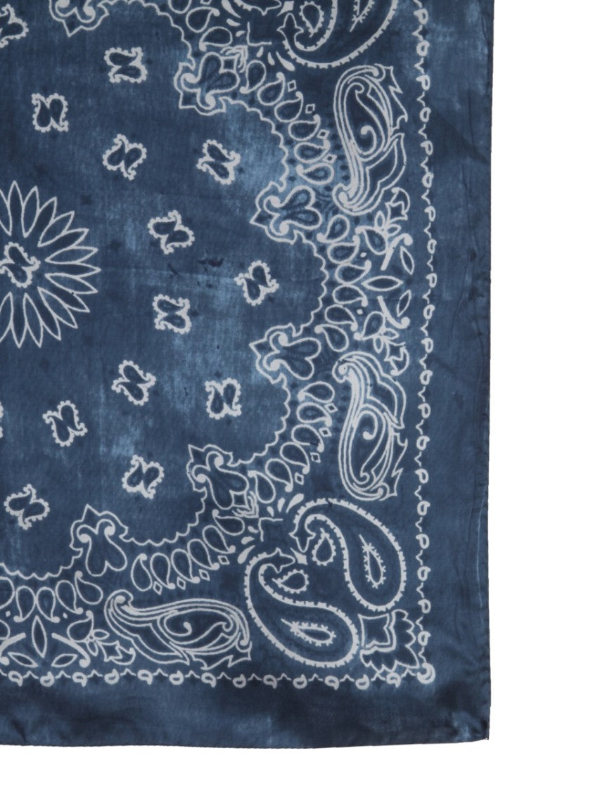 Golden Goose Deep Blue Paisley Print Silk Scarf