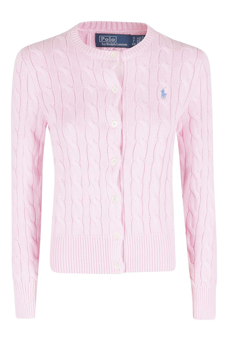 Polo Ralph Lauren Pink Long Sleeve Ribbed Crewneck Cotton Cardigan