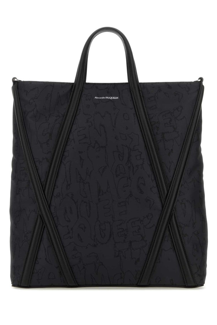Alexander Mcqueen Black Nylon The Harness Shopping Bag