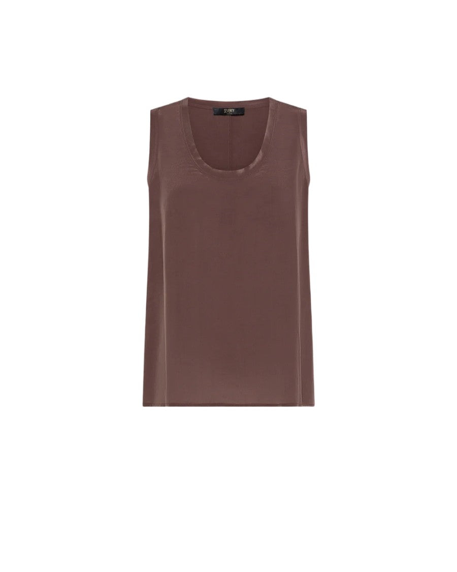 Seventy Sleeveless Viscose-Silk Blend Scoop Neck Top