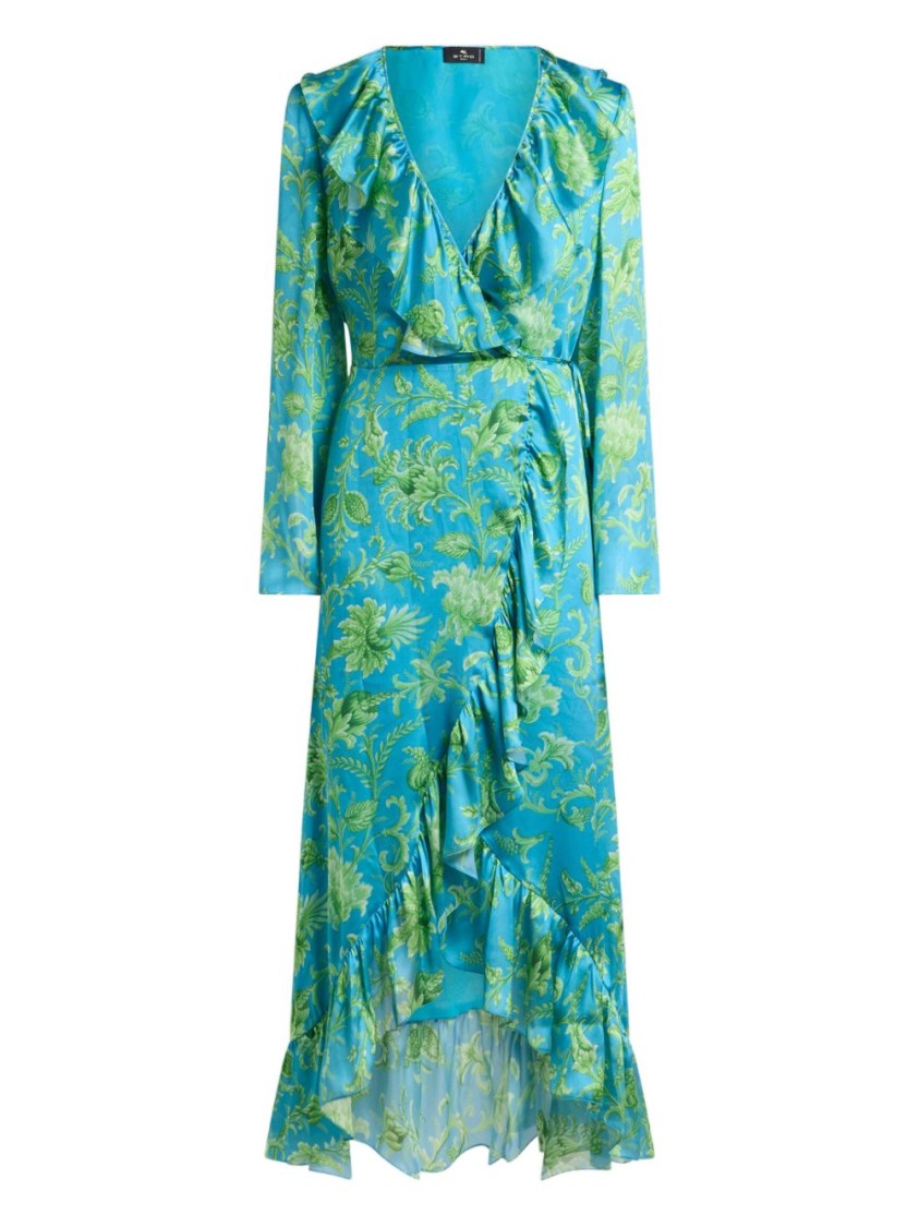 Etro Light Blue Silk Midi Dress