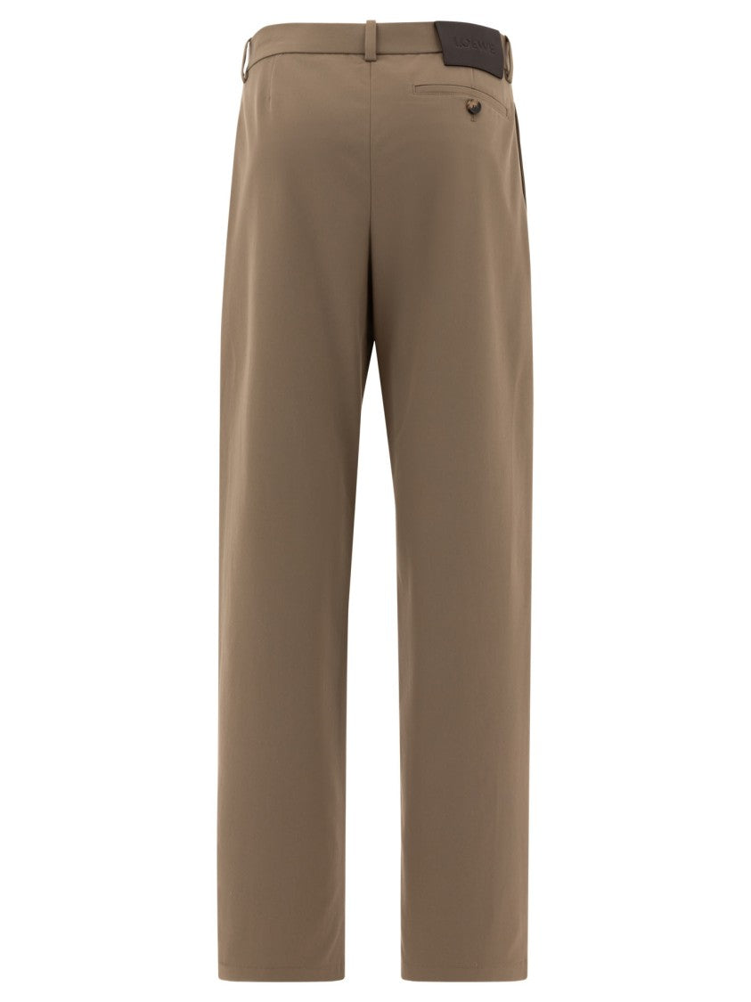 Loewe Cotton-Silk Blend Trousers With Leather Logo Detail