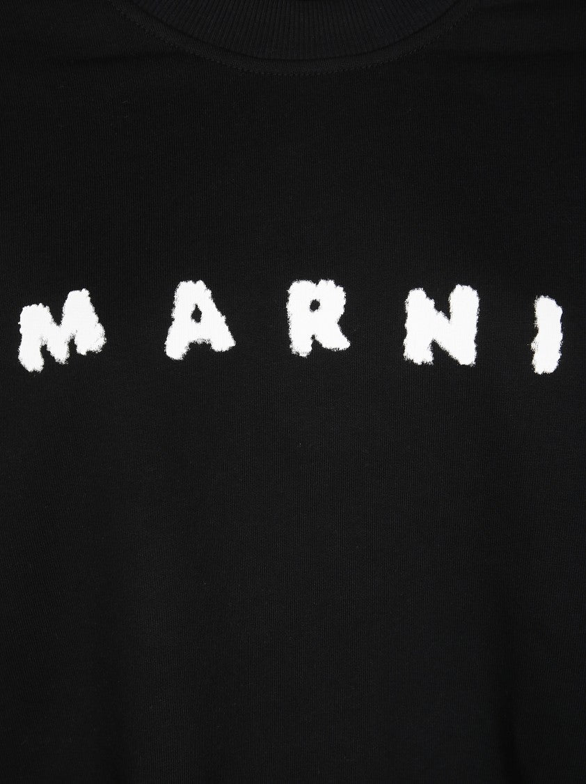 Marni Relaxed Fit Black Sweatshirt With Textured Logo